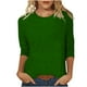 thumbnail image 2 of ICHUANYI ClearanceWomen's Fashion Solid Loose T-shirt Mid-length 3/4 Sleeves Blouse Round Neck Casual Tops(Green, M) ICHUANYI WER20232080500188, 2 of 5