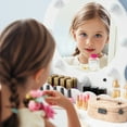 thumbnail image 7 of Rease Kids Makeup Vanity Set with Mirror and Lights, Girls Makeup Vanity Desk with Stool & Storage & Wing Pattern, Princess Makeup Dressing Table and Chair Set for Toddlers, White, 7 of 7