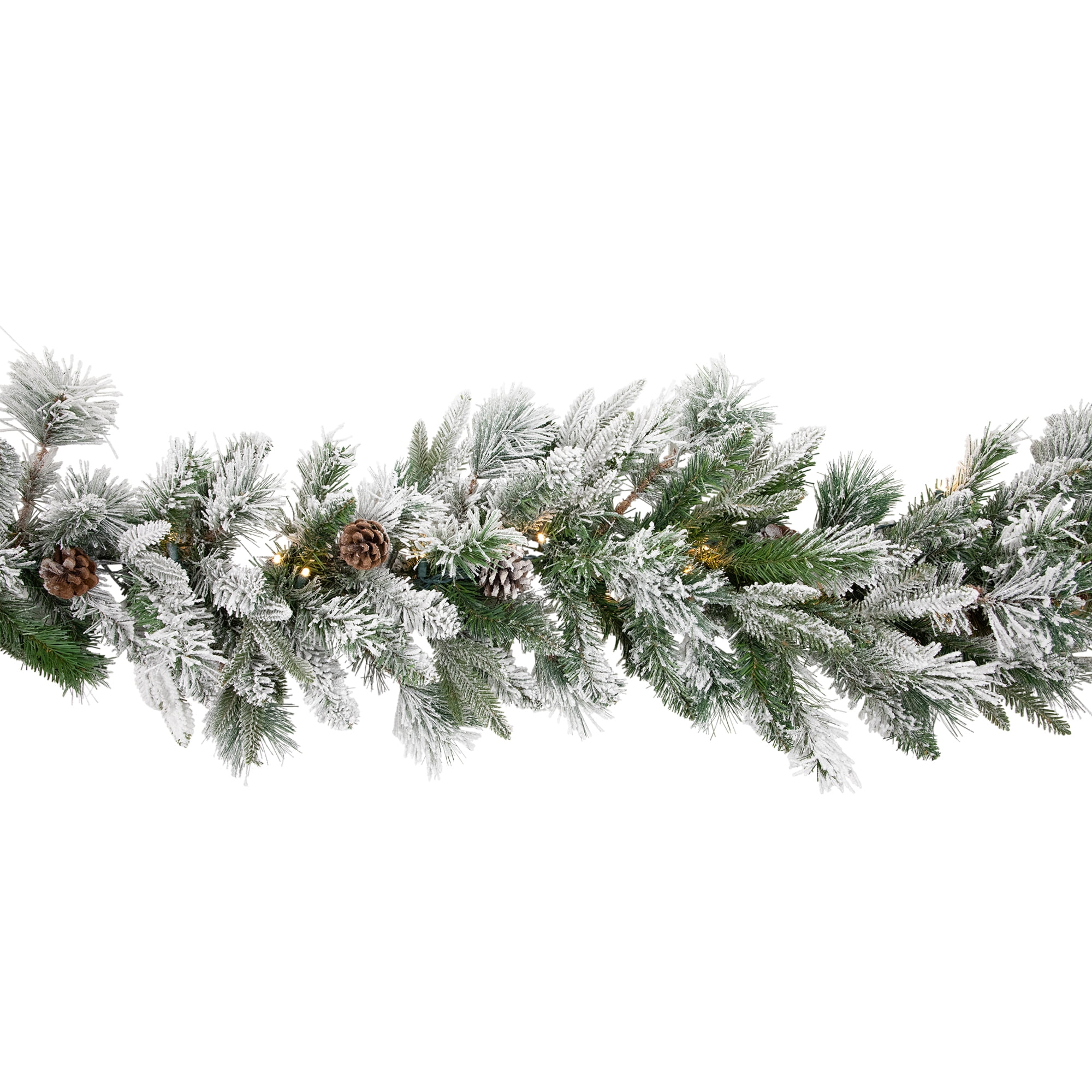 9' x 14" Pre-Lit LED Flocked Rose Mary Emerald Angel Pine Artificial Christmas Garland - Clear Lights