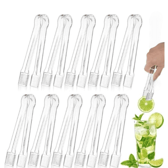10 PCS Plastic Serving Tongs, Disposable Plastic Tongs, Clear Kitchen Small Serving Utensils for Serving for Party Food Buffet Appetizer Salad Catering Ice, 6.3 Inches