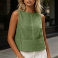 thumbnail image 4 of aohooy Cotton Linen Tank Tops for Women Summer Casual Sleeveless Cropped Shirt Blouses Boat Neck Beach Boho Vacation Vest 2026 Green,L, 4 of 7