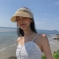 thumbnail image 3 of Sombrero de verano con protección solar, de 56 a 58 cm de circunferencia, con perla, vacío, para playa, para cubrirse la cara, sombrero de paja, protector solar, sombrero para el sol, 3 of 5
