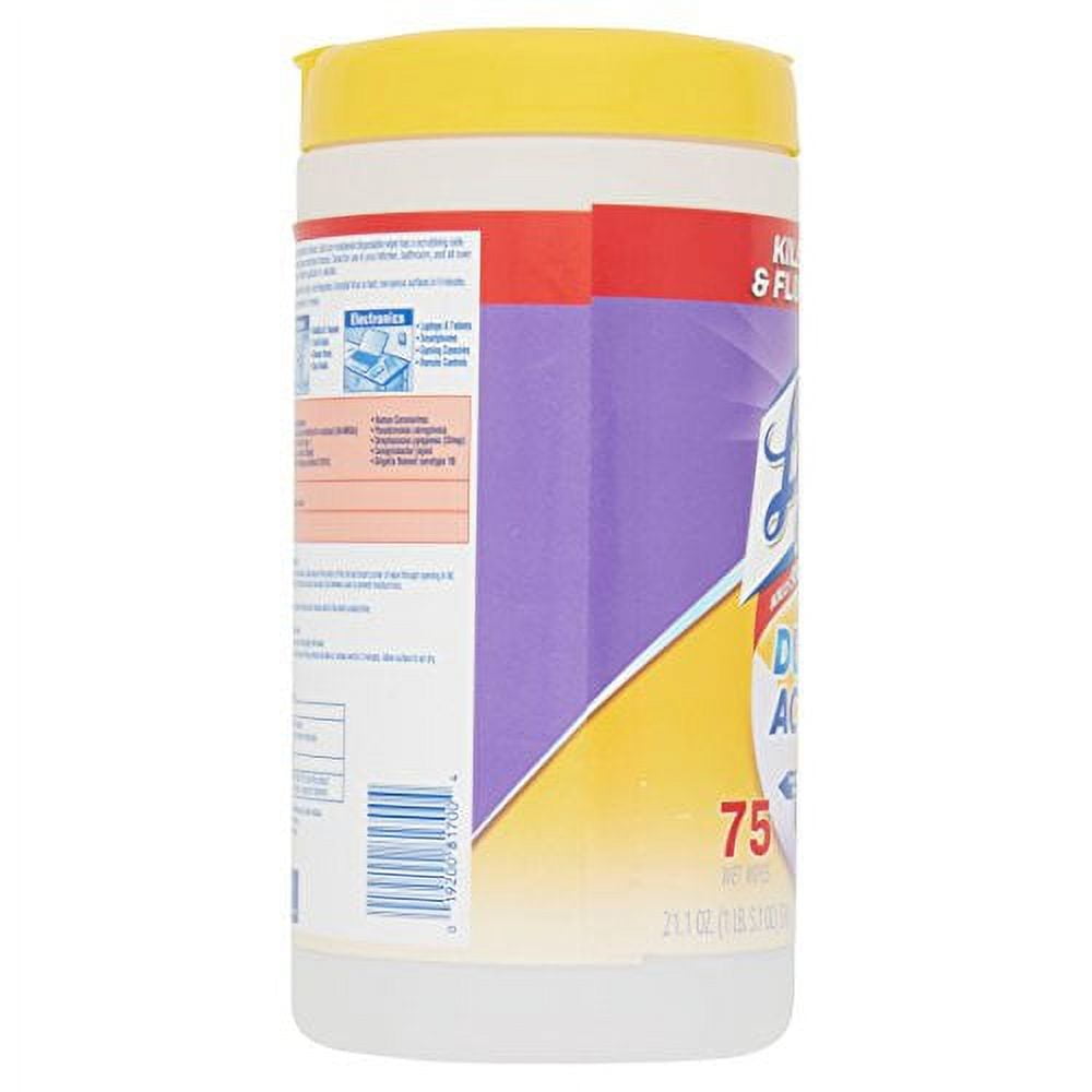 Lysol Dual Action Disinfecting Wipes, Citrus, 75 Count (Pack of 3)