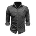 thumbnail image 6 of Men's Slim Fit Corduroy Shirt Long Sleeve Button Down Casual Shirt with Chest Pocket for Autumn Winter Daily Wear Mens Summer Lightweight Pullover Tee Shirts, 6 of 7