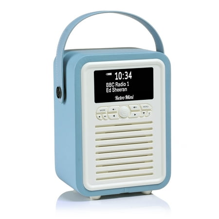 Retro Mini by VQ | Radio & Bluetooth Speaker with AM/FM & HD Radio, Dual Alarm Clock Mains or Battery – Premium PU Leather Case