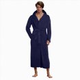 thumbnail image 2 of NOLDARES Robes for Men Big and Tall Short Mens Kimono Robe Super Absorbent Spa Bathrobe Calf Length With Pockets(Navy,L), 2 of 5