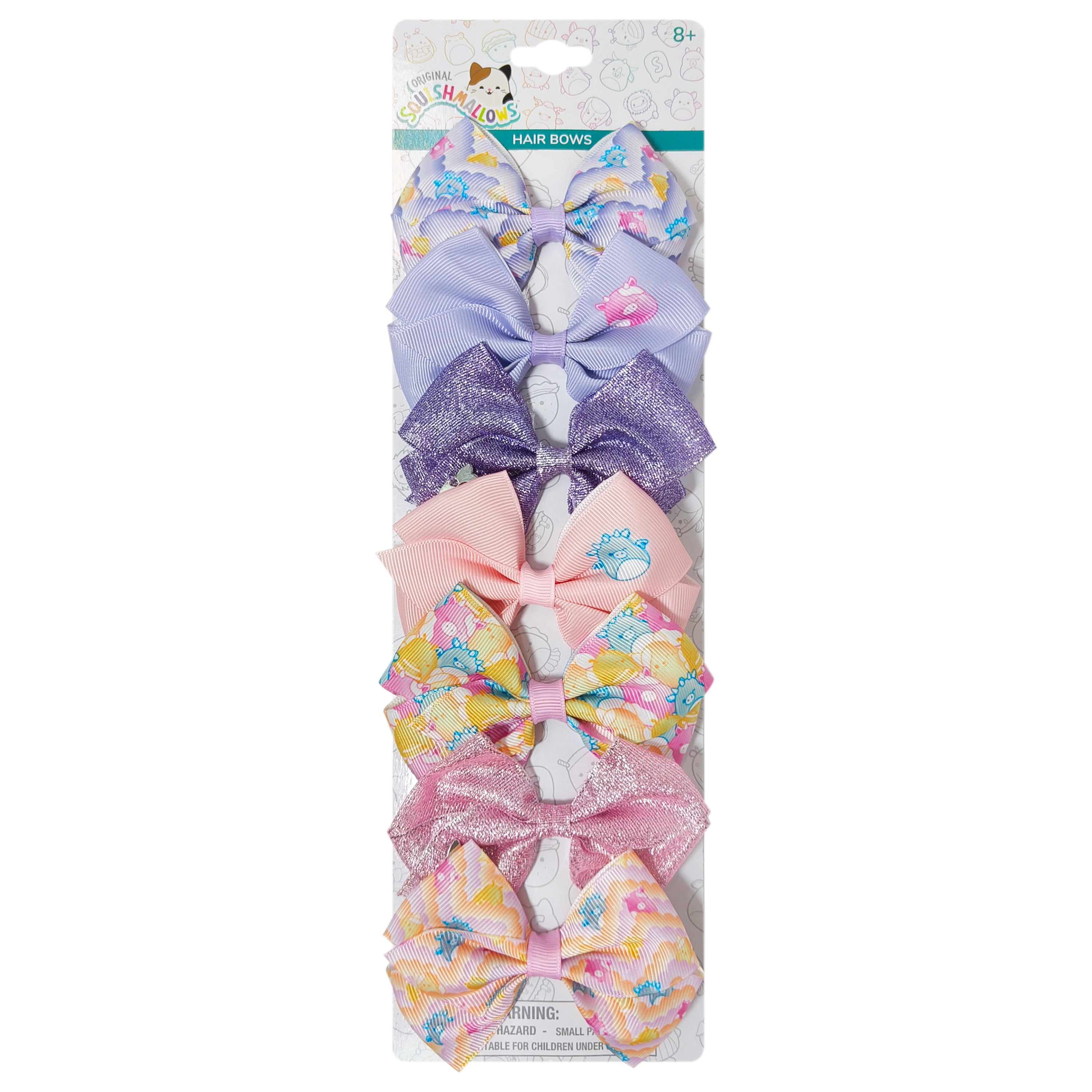 Squishmallow Multipattern Hair Bows, All Ages, 7 Pack