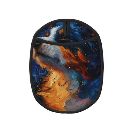 

Pofeuu Cosmic Dog Starry Night Print Silicone Pot Mat Mitten With Hanging Loop Heat Resistant Oven Mitts Non-Slip Bbq Baking Smoking Potholders