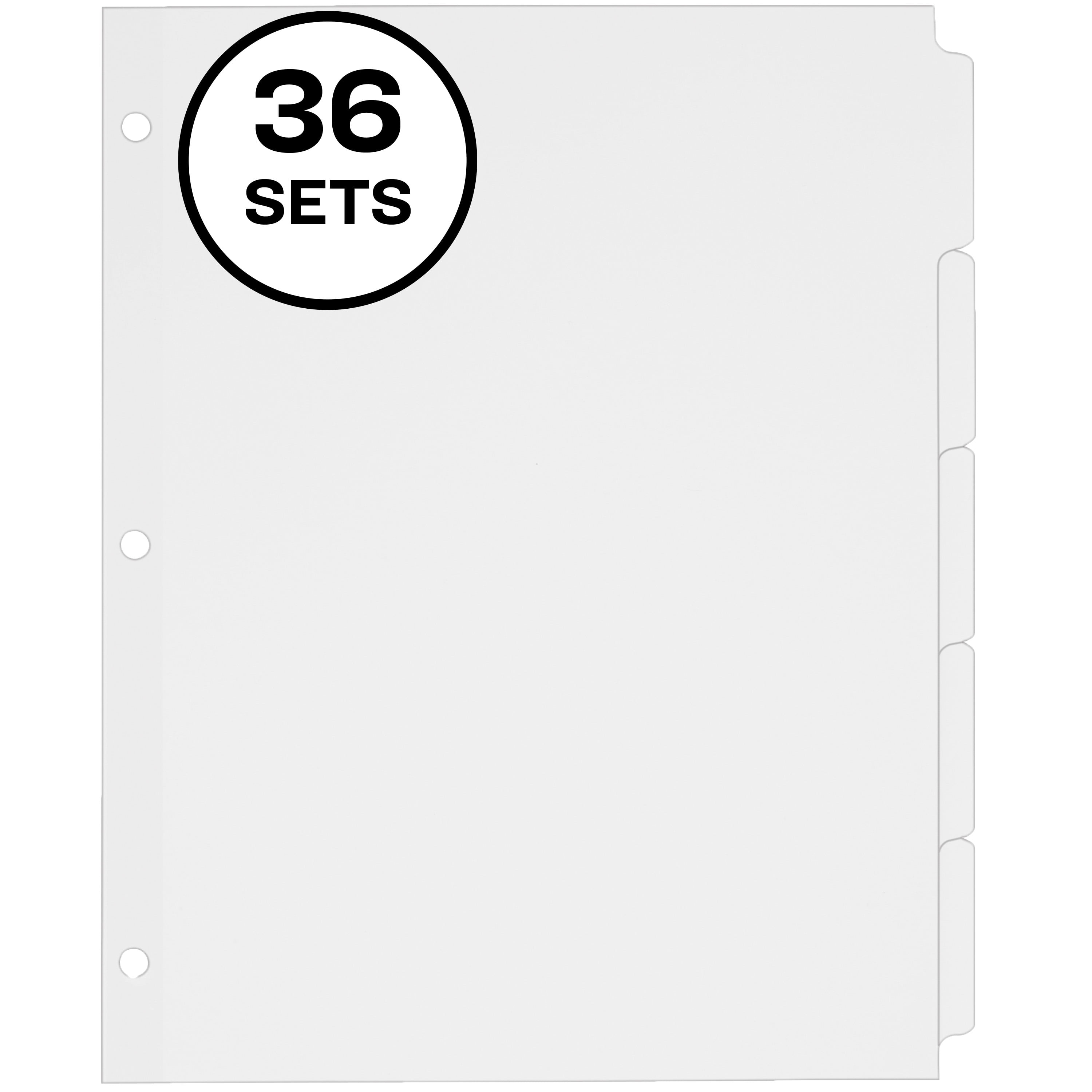 Avery Plain Tab Write & Erase Dividers, 5 Tabs, White, 36 Sets (11506