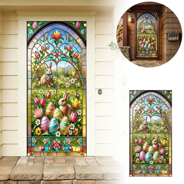 zhangmingg Easter Door Banner for Home and Business Decorative Polyester Hanging Sign with Festive Pattern Design