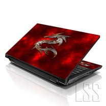 LSS 15 15.6 Inches Laptop Notebook Skin Sticker with 2 Wrist Pads - Reusable Cover Protector Vinyl Sticker Cover Decal Fits 13" - 16" - Red Dragon Pattern