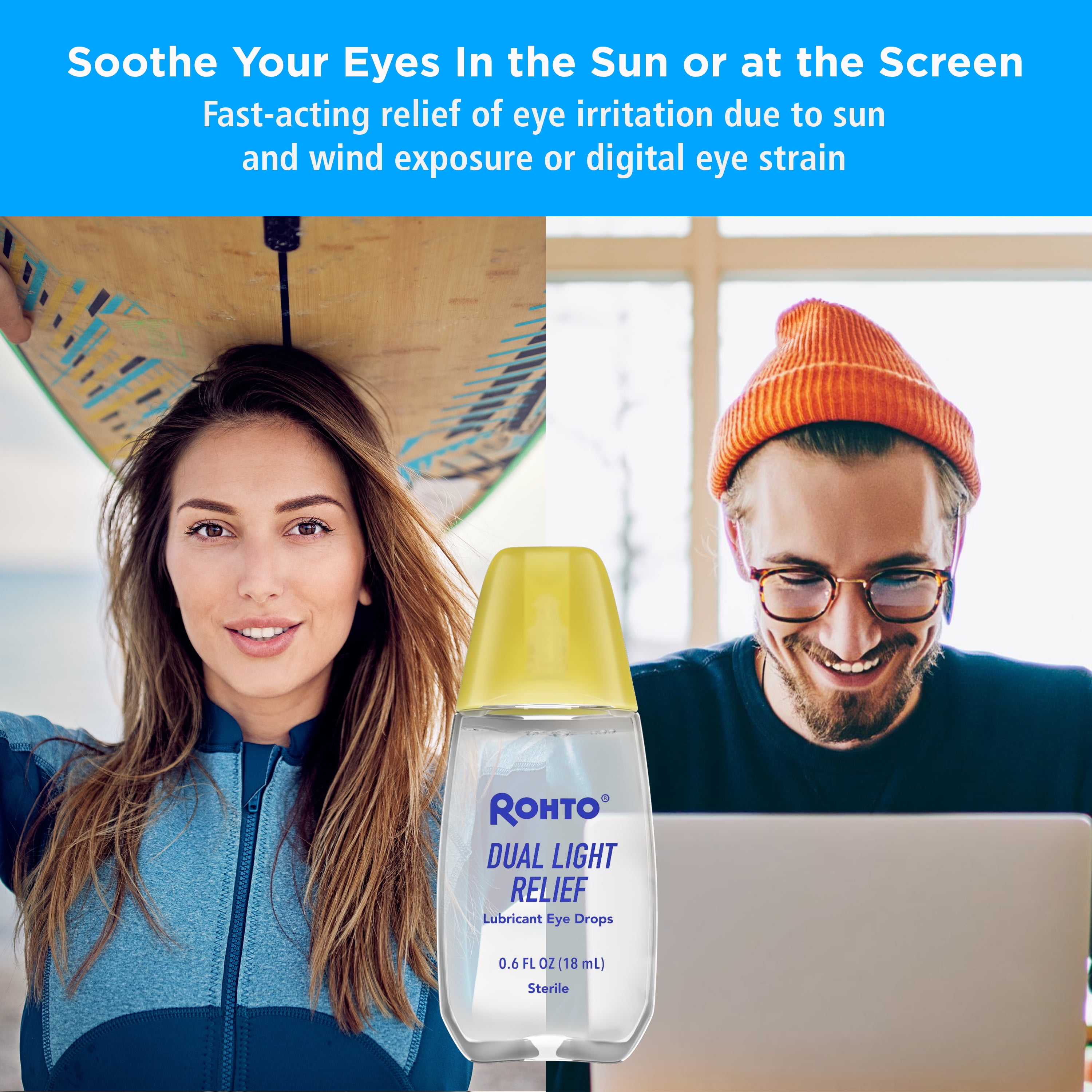 (3 pack) Rohto Dual Light Relief, Cooling Lubricant Eye Drops, Multi-Symptom Relief, 0.6 fl oz