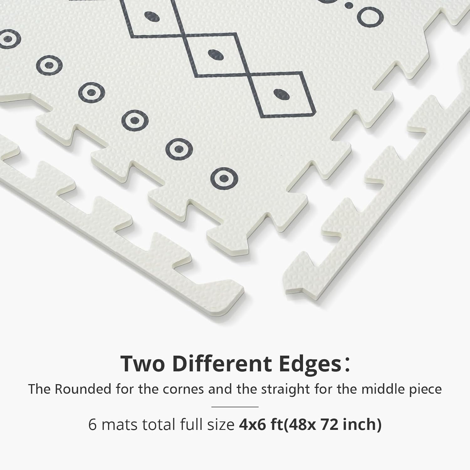 PIGLOG Baby Play Mat, 72" x 48" Extra Large Foam Floor Mat for Crawling, 6 Interlocking Tiles, Non-Slip Waterproof Surface, Easy to Clean - Bohemia Pattern for Nursery, Playroom, Indoor & Outdoor