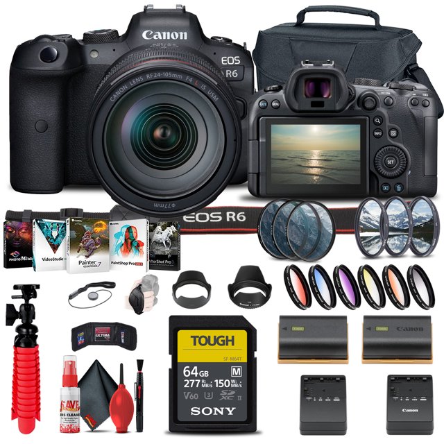 Canon EOS R6 Mirrorless Camera with 24-105mm F/4L Lens (4082C012) + More