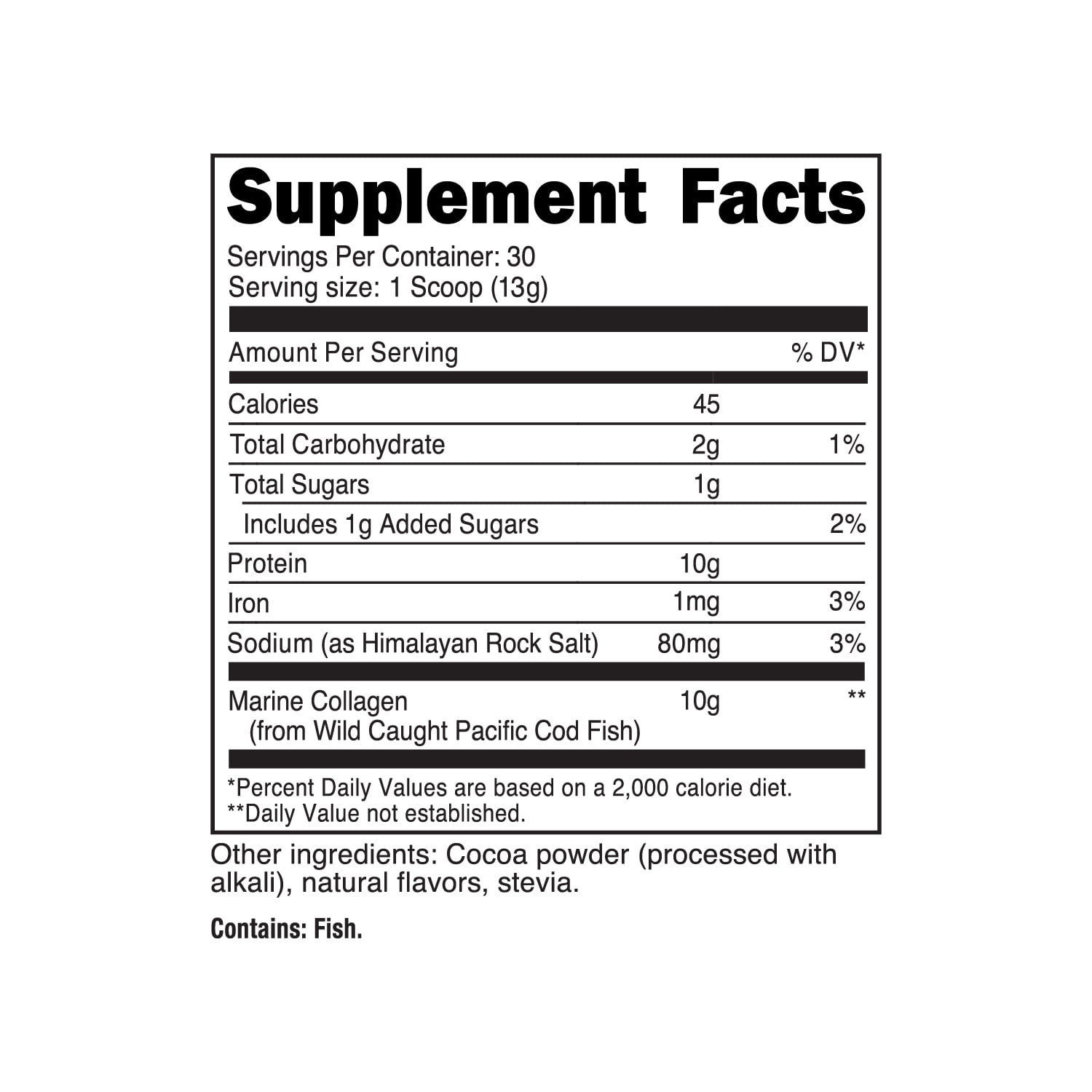 Nutricost Marine Collagen (Chocolate Flavor) 30 Servings - Collagen Supplement from Wild Caught Pacific Cod Fish