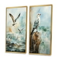 thumbnail image 3 of Designart "Simplicity Seabirds Rising" Coastal Beach Sand Framed Wall Art Set Of 2 - Green Beach Framed Wall Art Set Of 2, 3 of 7