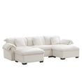 thumbnail image 2 of 119'' Extra Large 3 Seat U Shaped Sectional Sofa, Deep Seat Couch With Storage Seats and Storage Ottomans, Modern Velvet 3 Seater Sofa With Soft Backrest and Seat Cushion, White, 2 of 9