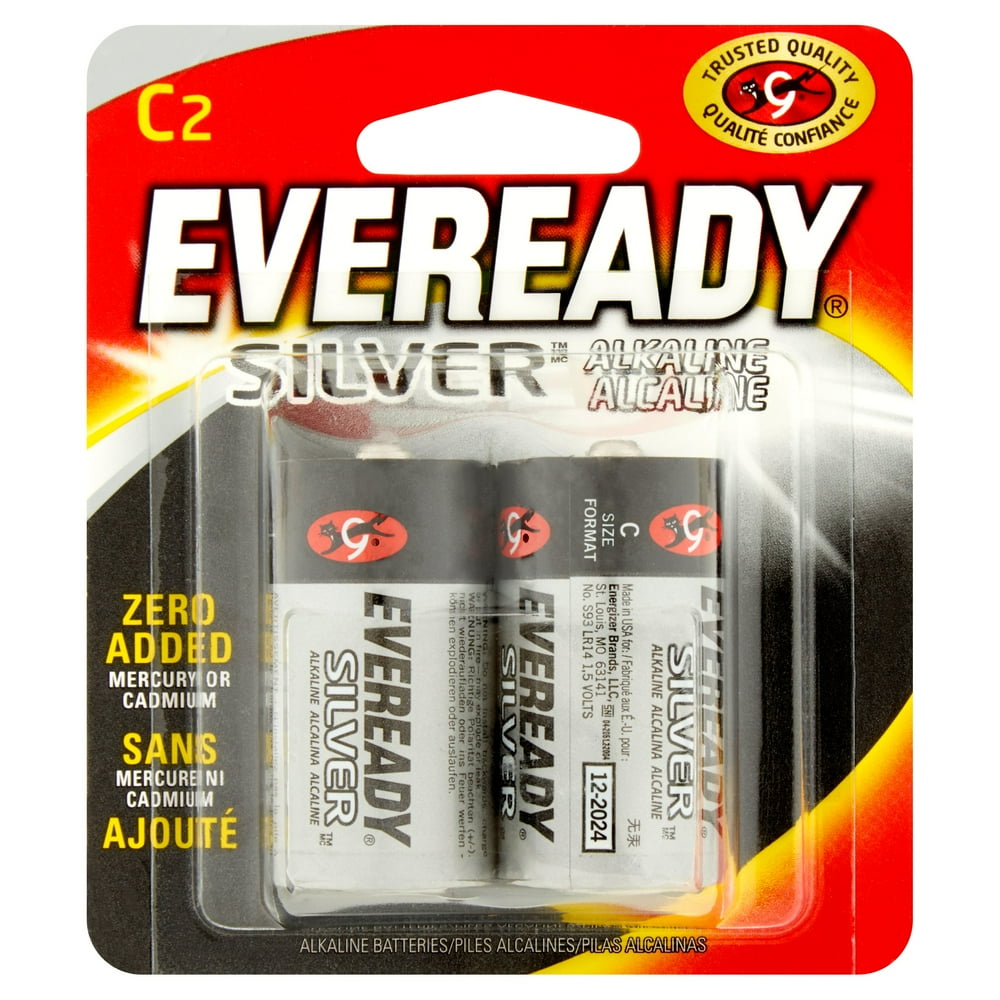 Eveready Silver Alkaline, 2 Pack of C Cell Batteries