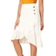 thumbnail image 1 of INSPIRE CHIC Falda asimétrica con dobladillo con volantes de color sólido y cintura alta con decoración de botones para mujer blanco XL, 1 of 6