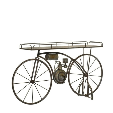 DecMode 65" x 14" x 35" Bronze Metal Weathered Vintage Bike Plantstand