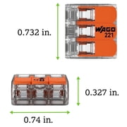 WAGO 221-413 Lever-Nuts 3 Conductor Compact Wire Connectors 24-12 AWG (50 Pack)