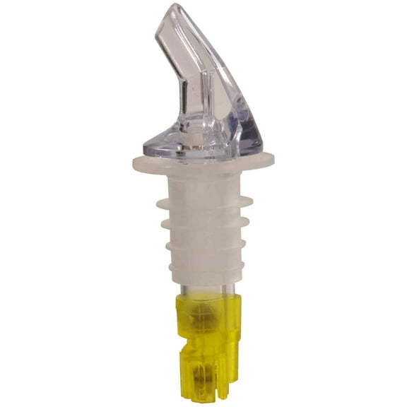 Excellante 1 1/2 oz, yellow measured liquor pourer without collar, comes in pack of 12