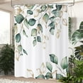 thumbnail image 2 of Sage Green Leaf Shower Curtain, Green and Gold Eucalyptus Leaf Botanical Watercolor Plants Spring Bathroom Curtain Waterproof Fabric Machine Washable with Hooks, 72" Wx84 L, 2 of 6