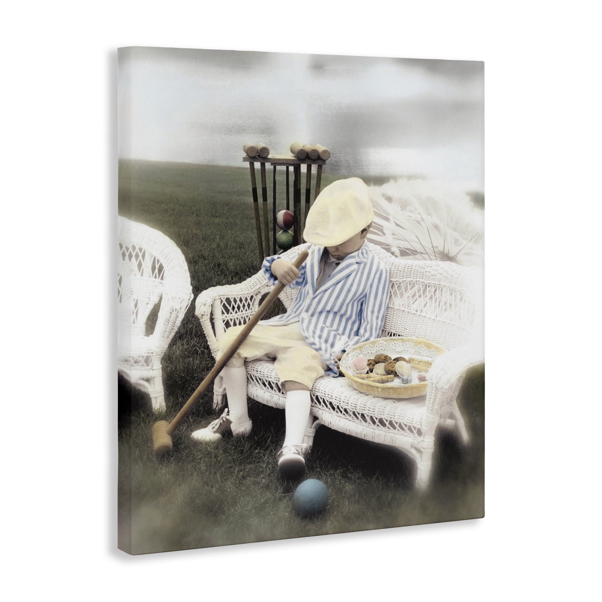 Stupell Industries Child with Croquet Mallet Canvas Wall Art, design by Kendra Dew