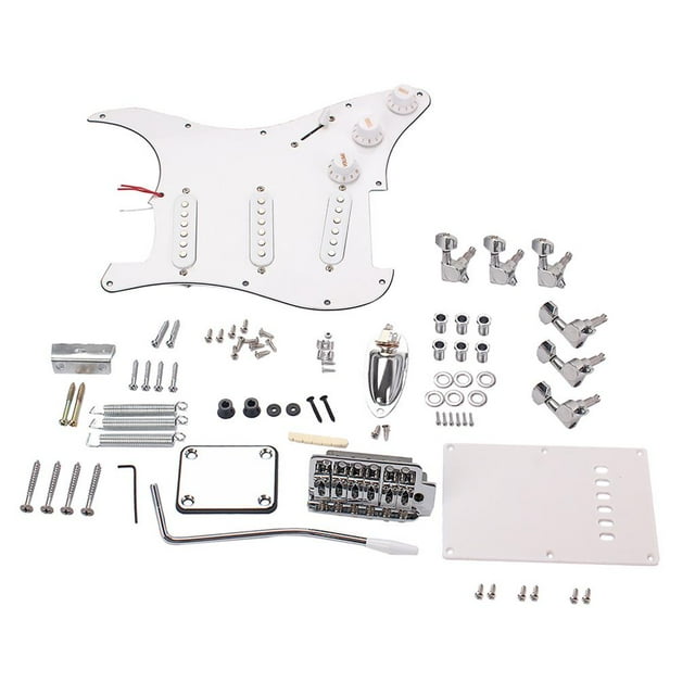 MERIGLARE Système de Chevalet de Trémolo de Guitare Électrique Blanche avec 11 Trous Pickguard SSS Micro,