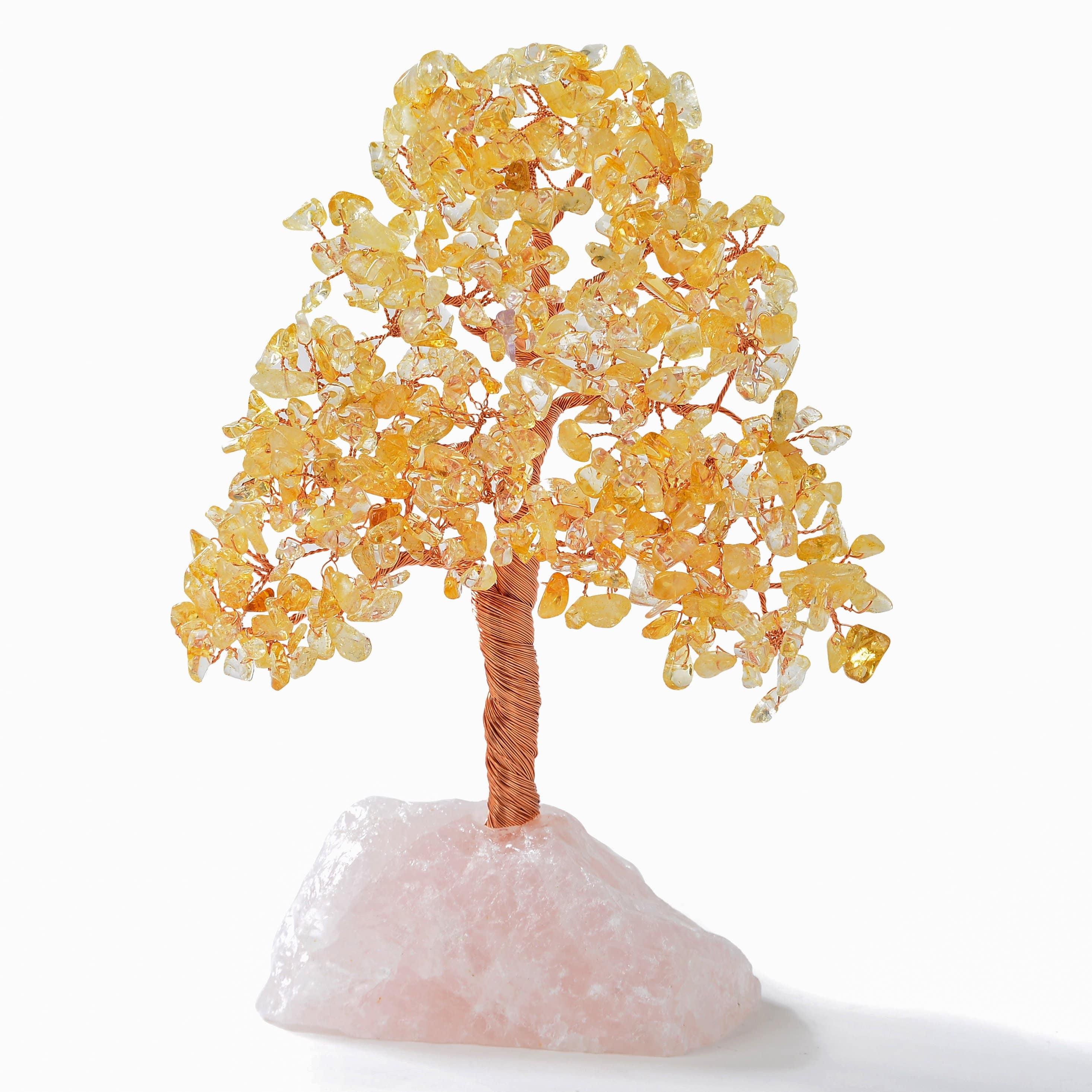 Citrine Gemstone Tree of Life with Rose Quartz Base