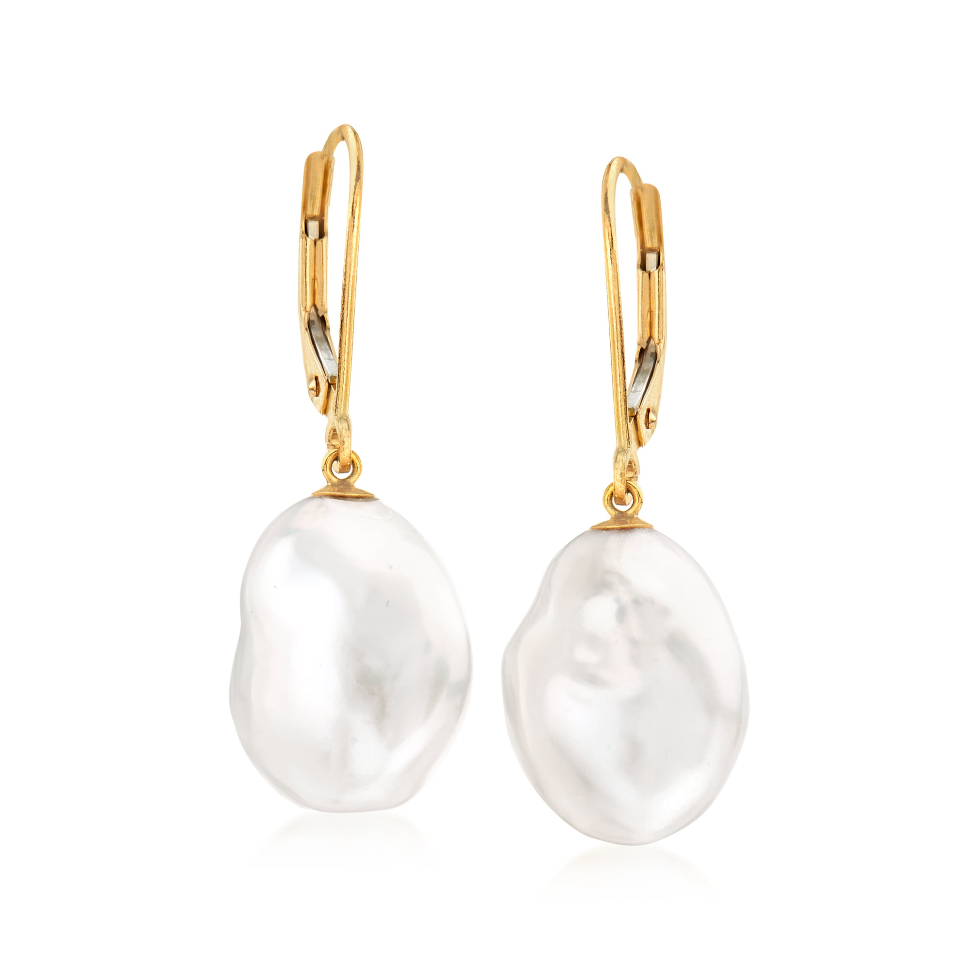 11-12mm Huge White Baroque Pearl Earrings 18k Hook Holiday gifts 