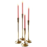 Modern Skyline Hammered Taper Candle Holders, Set of 4, Gold Metal, Artisan Crafted, Hand Rubbed Aluminum, 16.25, 13.75, 12.25 and 8.75 Inches Tall