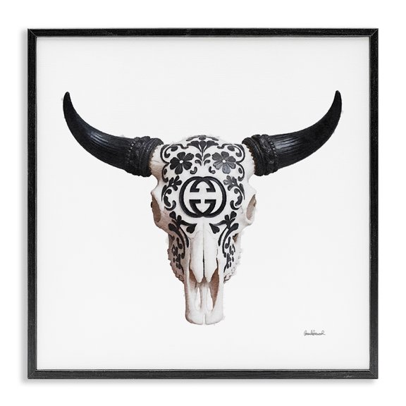Stupell Industries Glam Western Fashion Skull Black Framed Giclee Art, 12 x 12, by Amanda Greenwood