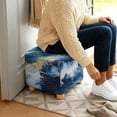 thumbnail image 4 of Jiueut Blue White Fluid Marble Print Cover for Footstool, Stretchable Footstool Protector Comfortable Rectangular Furniture Protection with Anti Slip Band for Footrest Sofa, 4 of 7