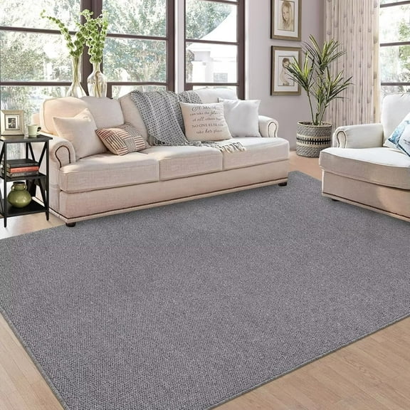 HOMERRY 5' x 7' Area Rug for Living Room Solid Textured Modern Non Slip Washable Indoor Carpet, Gray
