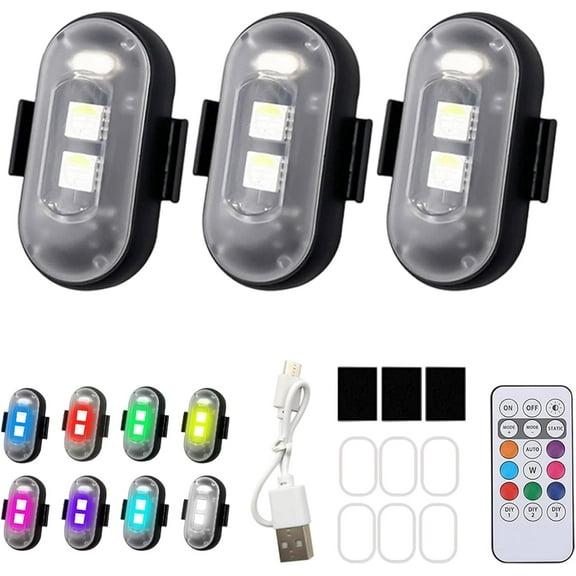 Vevall Wireless Car LEDs, Remote Control Wireless Car Footwell Lights, 8 Colors 10 Modes USB Rechargeable Waterproof LED Lights with Strobe for Cars, Motorcycle, Bike, Boat, Camping