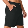 thumbnail image 1 of FRSASU Men's Solid Color Casual Work Pants with Side Pockets Length Half Shorts Pants Black, 1 of 6