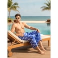 thumbnail image 5 of HAPPY BAY Men's Pareo Standard Vacation Sarong Full Beach Wrap One Size Azure, Palm Tree Summer Vacation Party, 5 of 6