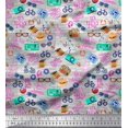 thumbnail image 1 of Soimoi Modal Satin Fabric Camera,Hat & Briefcase Travel Print Sewing Fabric Yard 42 Inch Wide, 1 of 3