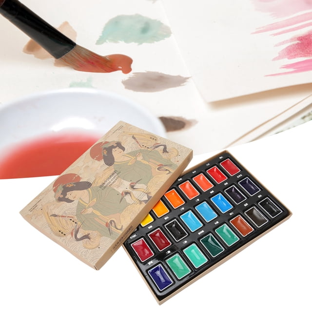 Water Color Paint, Portable Durable Watercolor Paint Multi Purpose High Saturation 24 Colors for Craft
