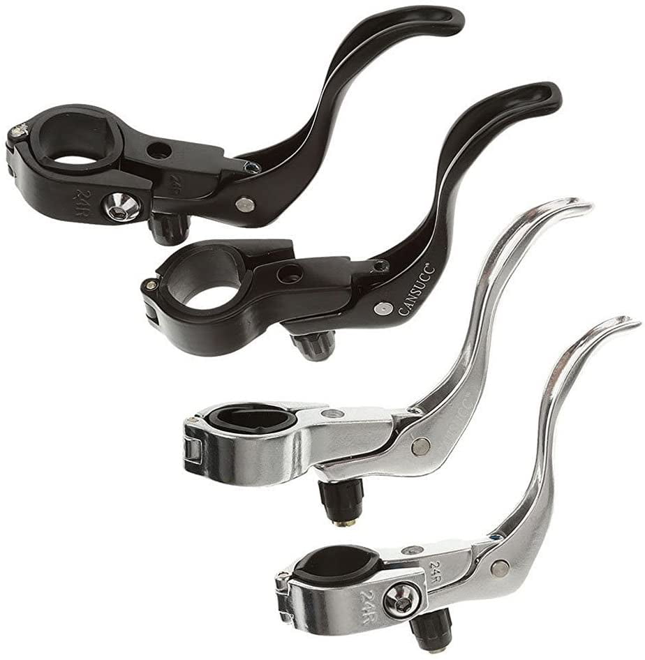 Black 1 Pair Bicycle Brake Levers Fixed Gear Brake Handle Fit 22.2mm /24mm Silver/ Black 
