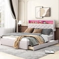 thumbnail image 2 of DWORDK Queen Size Upholstered Platform Bed with Storage Headboard,LED,USB Charging and 2 Drawers,No Box Spring Required, 2 of 9