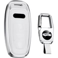 thumbnail image 1 of Key Fob Cover Compatible with Fit for Audi A4 A3 Q3 Q5 Q7 TT TTS RS3 S4 S3 A1 S6 RS4 RS6 Q2L ABS Smart Remote Key Case Keychain Case Holder Protector,Short Keychain white,Short Keychain gray, 1 of 6