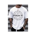 thumbnail image 1 of Camiseta inspiradora para hombre con el Salmo 91. "Dios es mi escudo", camiseta cristiana con gráficos, 100% algodón, informal, de manga corta, transpirable, para uso diario al aire libre, informal, d, 1 of 7