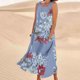 thumbnail image 3 of Vestido de Verano para las Mujeres sin Mangas Lino-Look Impreso Maxi, Suelto Fluido Y Vestido Sexy de Moda para las Mujeres, 3 of 5