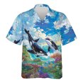 thumbnail image 3 of Camisa hawaiana con estampado 3D de ballena asesina para hombre, blusas con estampado de animales de ballenas azules, camisetas Aloha unisex, blusas cómodas de manga corta, 3 of 5