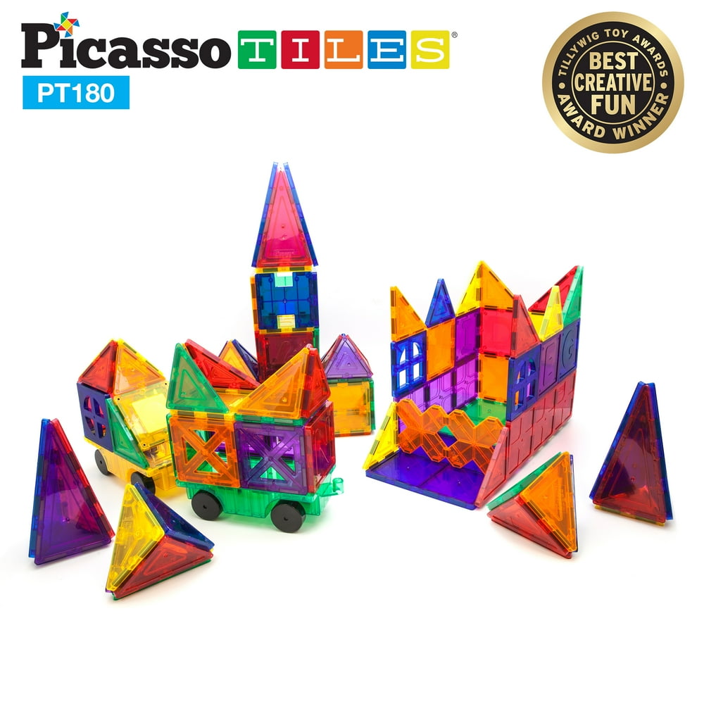 PicassoTiles 180 Piece Set 3D Color Building Block Toy Deluxe