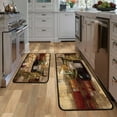 thumbnail image 2 of 2 Piece Wine Themed Kitchen Rug Set, Soft and Absorbent Kitchen Floor Mats, Vintage Style Decor 17x30+17x47 Inches, 2 of 6