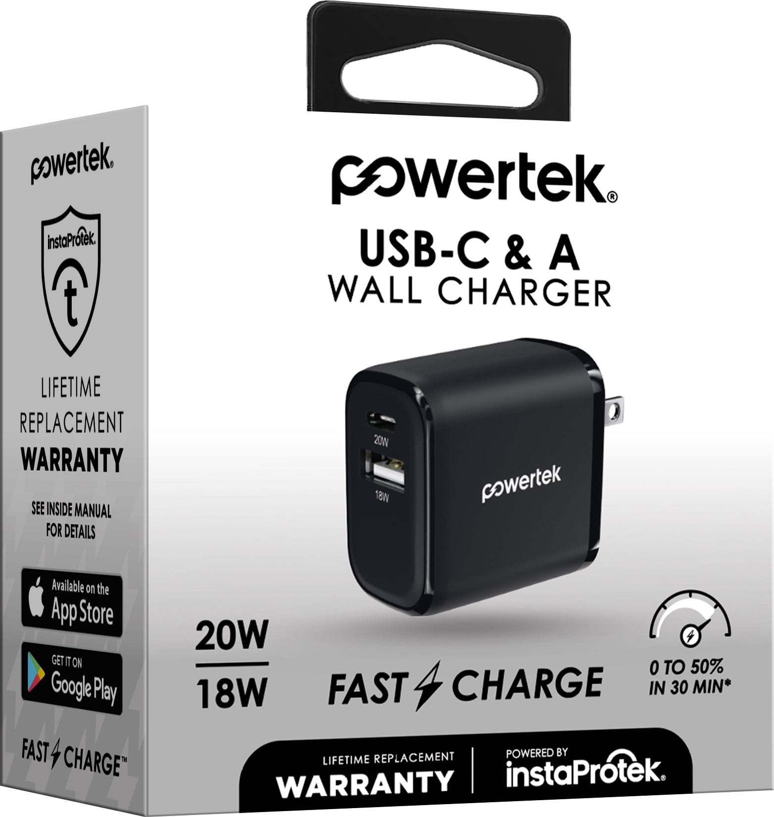 Liquipel Powertek 20W A/C Combo Wall Charger Woven - Black
