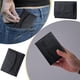 thumbnail image 5 of Cartera de cuero sintético, organizador de tarjetas, billetera negra compacta de tres pliegues, billetera de bolsillo con botón a presión, ranura para efectivo, tarjeteros., 5 of 9